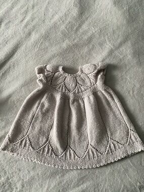 Classic Knit Kids Dress in Light Beige